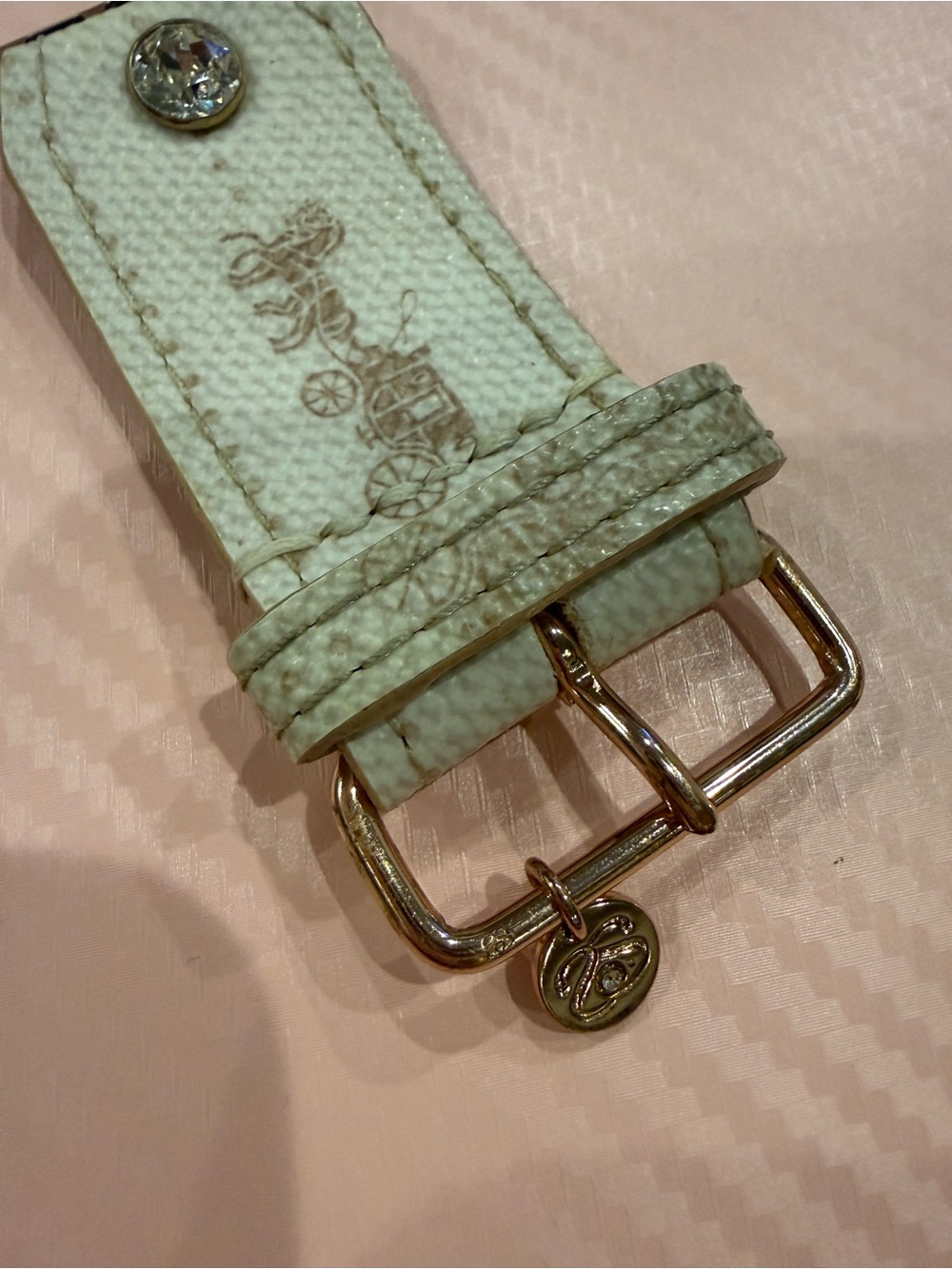 Coach Cream Leather Apple Watch Band with Carriage Print - Picture 4 of 6